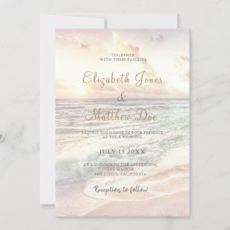 Beach Seaside/Ocean Sunset Wedding Invitation Kaart
