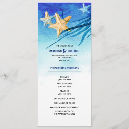 Beach | Seaside Waterverf Wedding Flat Program Programma (Voorkant)