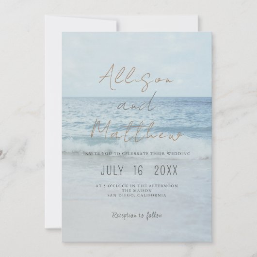Beach Seaside Wedding Invitation Oceanside Wedding (Devant)