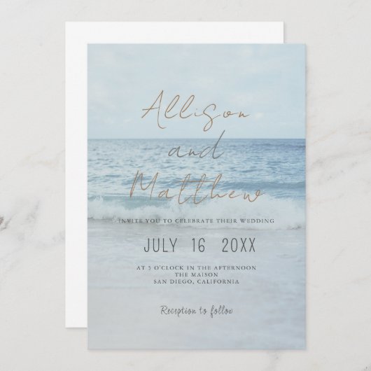 Beach Seaside Wedding Invitation Oceanside Wedding (Devant / Derrière)