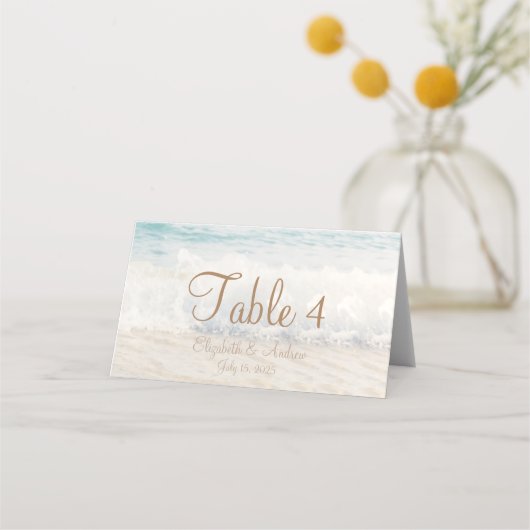 Beach Seaside Wedding Place Card (Voorkant)