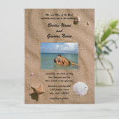 Beach Serenity with Photo Wedding Kaart (Staand voorkant)