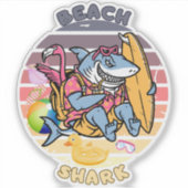 Beach Shark Adventures Sticker (Voorkant)