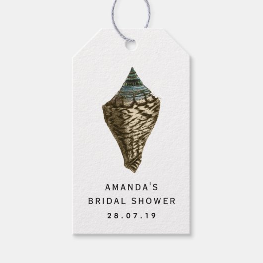  Beach Shell en Damask Cadeaulabel (Voorkant)