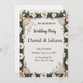 Beach Shell & Floral Frame Engagement Invitation (Devant / Derrière)