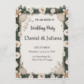 Beach Shell & Floral Frame Engagement Invitation (Devant)