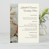 Beach Shells Ecru Wedding Menu Sjabloon (Staand voorkant)