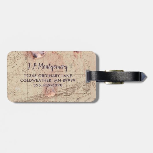 Beach Shells Florida Map Collage Bagagelabel (Achterkant horizontaal)