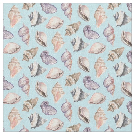 Beach Shells Nautical Ocean Pattern Stof (Close Up)