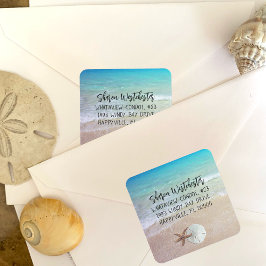 Beach Shells Retour Adres Envelope Seal Ronde Sticker