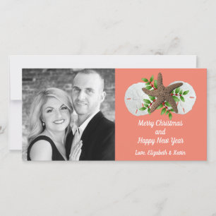 Beach Shells Swag Tropische kerstfotokaart Feestdagenkaart