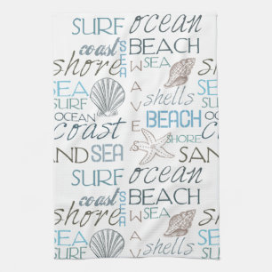 Beach Shells Zee Sand Blue Theedoek