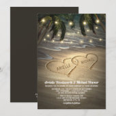 Beach Shore Hearts in the Sand Wedding invitations (Devant / Derrière)