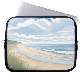 Beach Shore Walk | Coastal Ocean Watercolor Laptop Sleeve