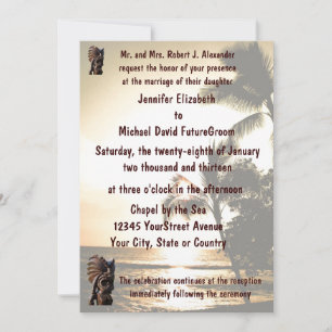 Beach Shoreline Tiki Wedding Kaart