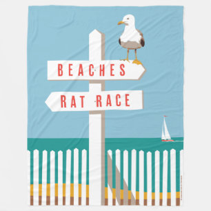 Beach Sign Post Fleece Deken