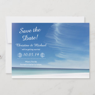 Beach Sky Cloud & Seashells Save the Date Card