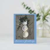 Beach Sneeuwman Feestdagenkaart (Staand voorkant)