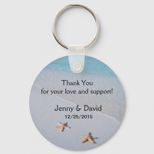 Beach Star Love Personalized Weddenour Favor Sleutelhanger (Voorkant)