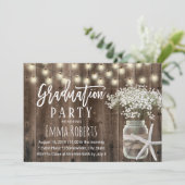 Beach Starfish Baby's Breath Floral Jar Afstuderen Kaart (Staand voorkant)