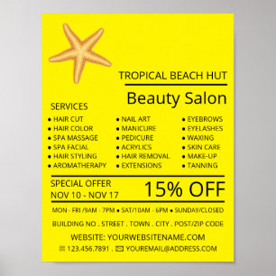 Beach Starfish, Beauticien, Beauty Salon Advert Poster
