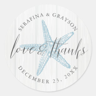 Beach Starfish Dank je wel Rustic Wedding Favor Ronde Sticker