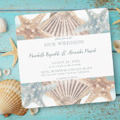 Beach Starfish Seashell Square Weddenschap Kaart