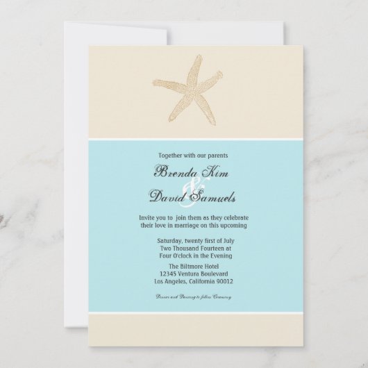 Beach Starfish Weddenschap Kaart (Achterkant)