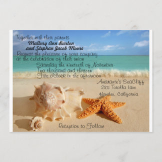 Beach Starfish Wedding Invitiation Customize! Kaart