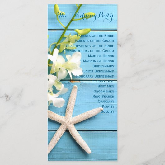 Beach Starfish Wedding Programs with Orchid Floral Programma (Achterkant)