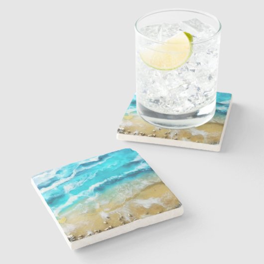 Beach Stenen Onderzetter (Zijkant)