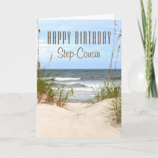 Beach Step-Cousin Birthday Card Kaart