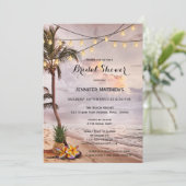Beach String Lights Bridal Shower Invitation Kaart (Staand voorkant)
