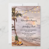 Beach String Lights Rehearsal Dinner Invitation Kaart (Voorkant)