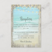 Beach String Lights Rustic Wood Weddenschap Informatiekaartje (Voorkant)