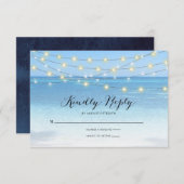 Beach String Lights Wedding RSVP Kaart (Voorkant / Achterkant)