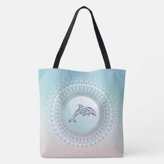 Beach Style Dolphin Mandala Tote Bag (Achterkant)