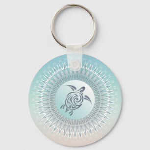 Beach Style Turtle en Mandala Maritime Sleutelhanger