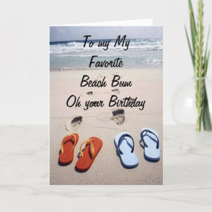 BEACH STYLE VERJAARDAG WENS VOOR FAVORIETE STRAND  KAART