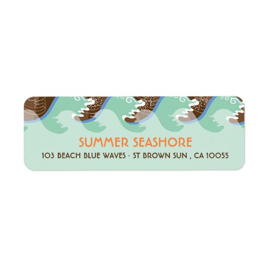 Beach Summer Cool Waves Brown Sun Wedding Labels (Voorkant)