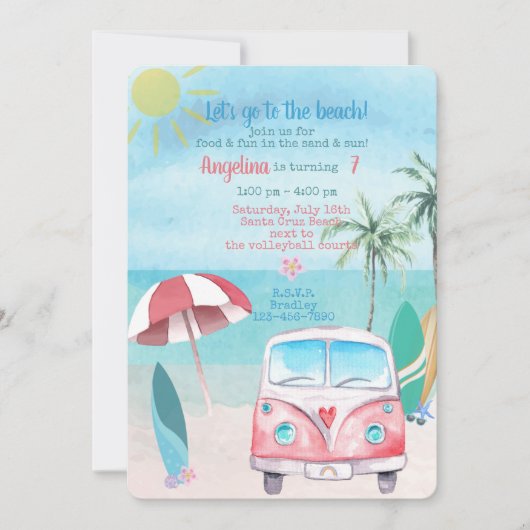 Beach Summer Party Palm Trees Ocean Kaart (Voorkant)