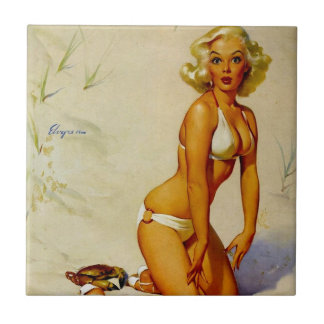 Beach Summer Pin up Girl Tegeltje