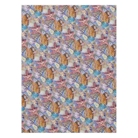 Beach Summer Sea Shells Pattern Tablecloth Tafelkleed (Voorkant)