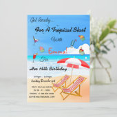 Beach Summer Tropical 14th Birthday Invitation Kaart (Staand voorkant)