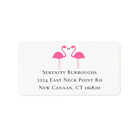 Beach Summer Tropical Cute Pink Flamingos Etiket (Voorkant)