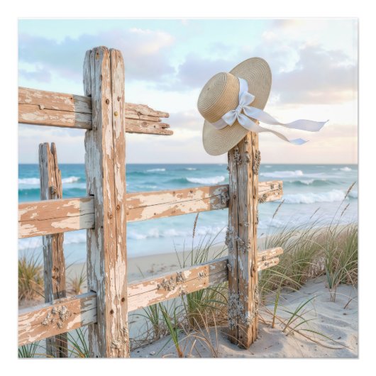 Beach Sun Hat in Ocean Breeze Foto Afdruk (Voorkant)
