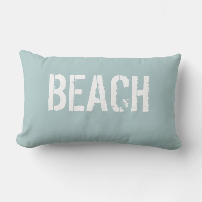 BEACH Sun Kust Soft Aqua Lumbar Pillow Kussen (Voorkant)