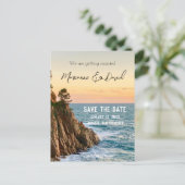 Beach sunrise behalve de datum aankondiging briefk (Staand voorkant)