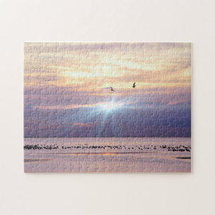 Beach Sunset Bay avec Puzzle aux oiseaux