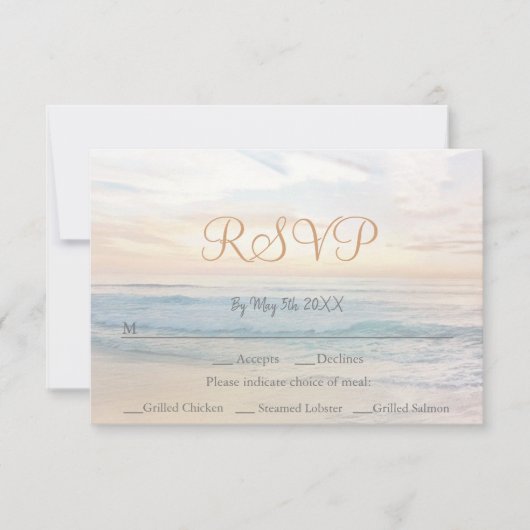 Beach Sunset Beach Thleside Weddenschap RSVP Kaartje (Voorkant)